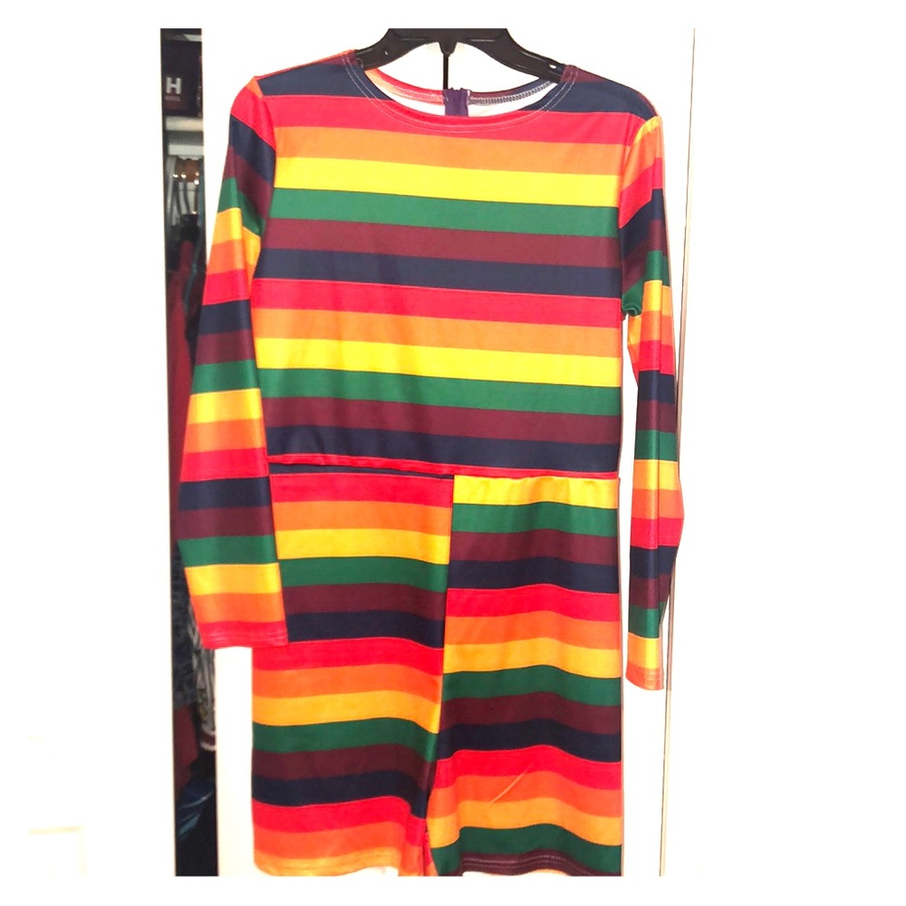 One piece long sleeve rainbow romper